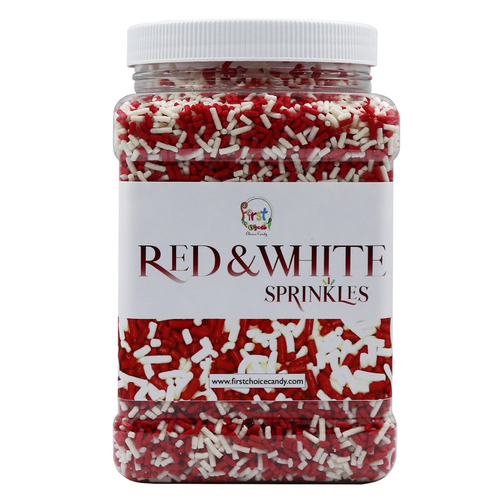 RED & WHITE DECORATING SPRINKLES 2LB JAR