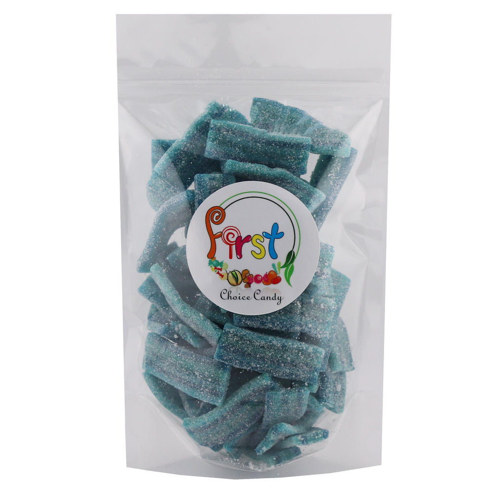 SOUR BLUE RASPBERRY MINI STRIP GUMMY BELTS