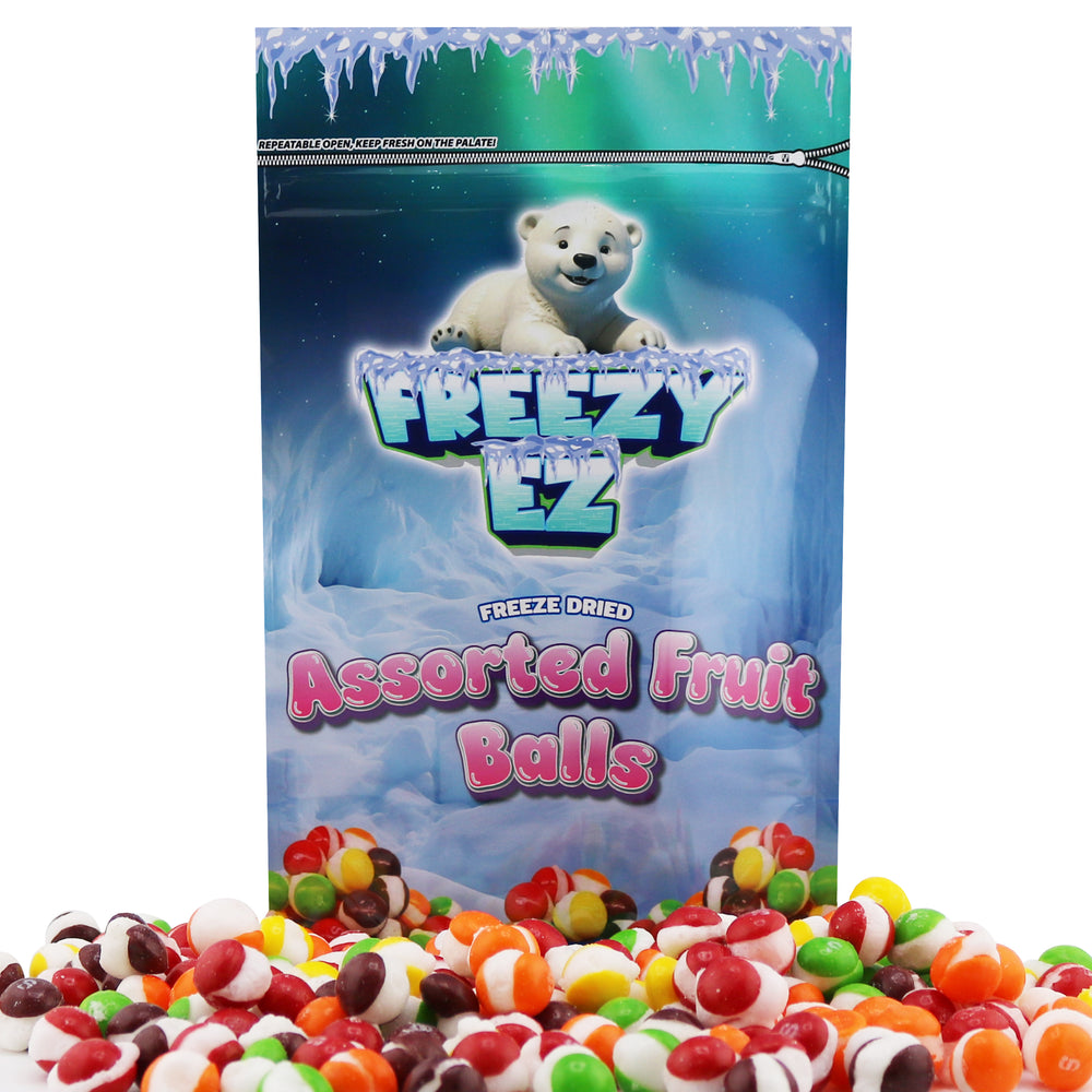 FREEZE DRIED ASSORTED FRUIT  BALLS CANDY 3.6 OZ