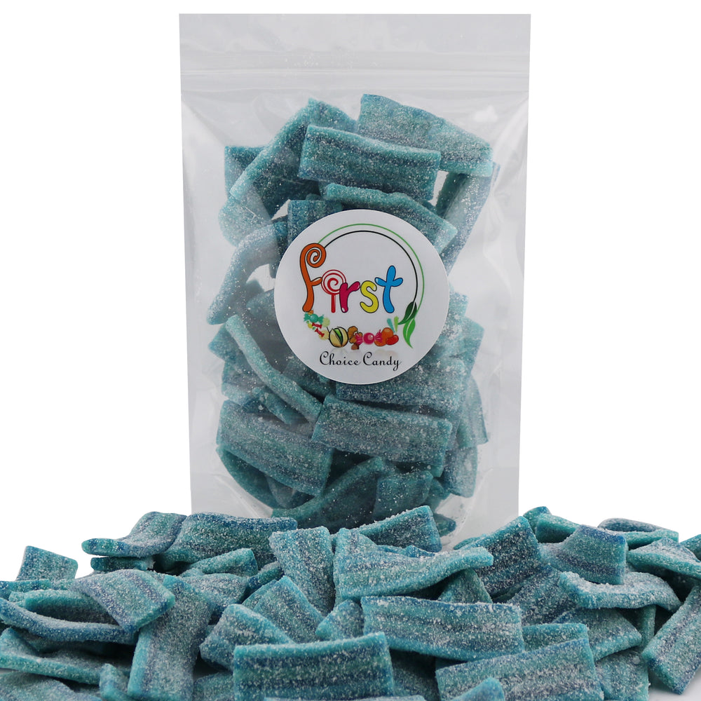 SOUR BLUE RASPBERRY MINI STRIP GUMMY BELTS