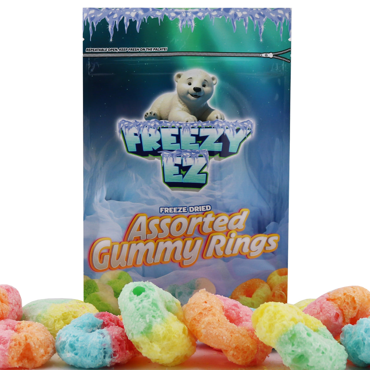 FREEZE DRIED ASSORTED GUMMY RINGS 2.2 OZ – fccandy