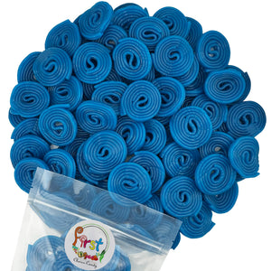 BLUE RASPBERRY FRESH SWEET LICORICE WHEELS ROLLED LACES GUMMY CANDY ...