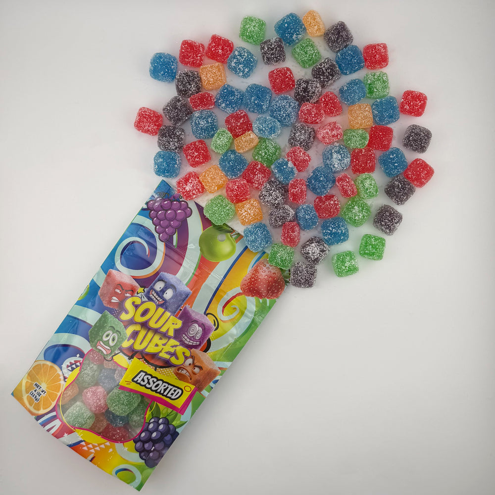 Sour Cubes Chewy Gummy Candy, Tangy Blocks Gummy, Blue Raspberry, Grap ...