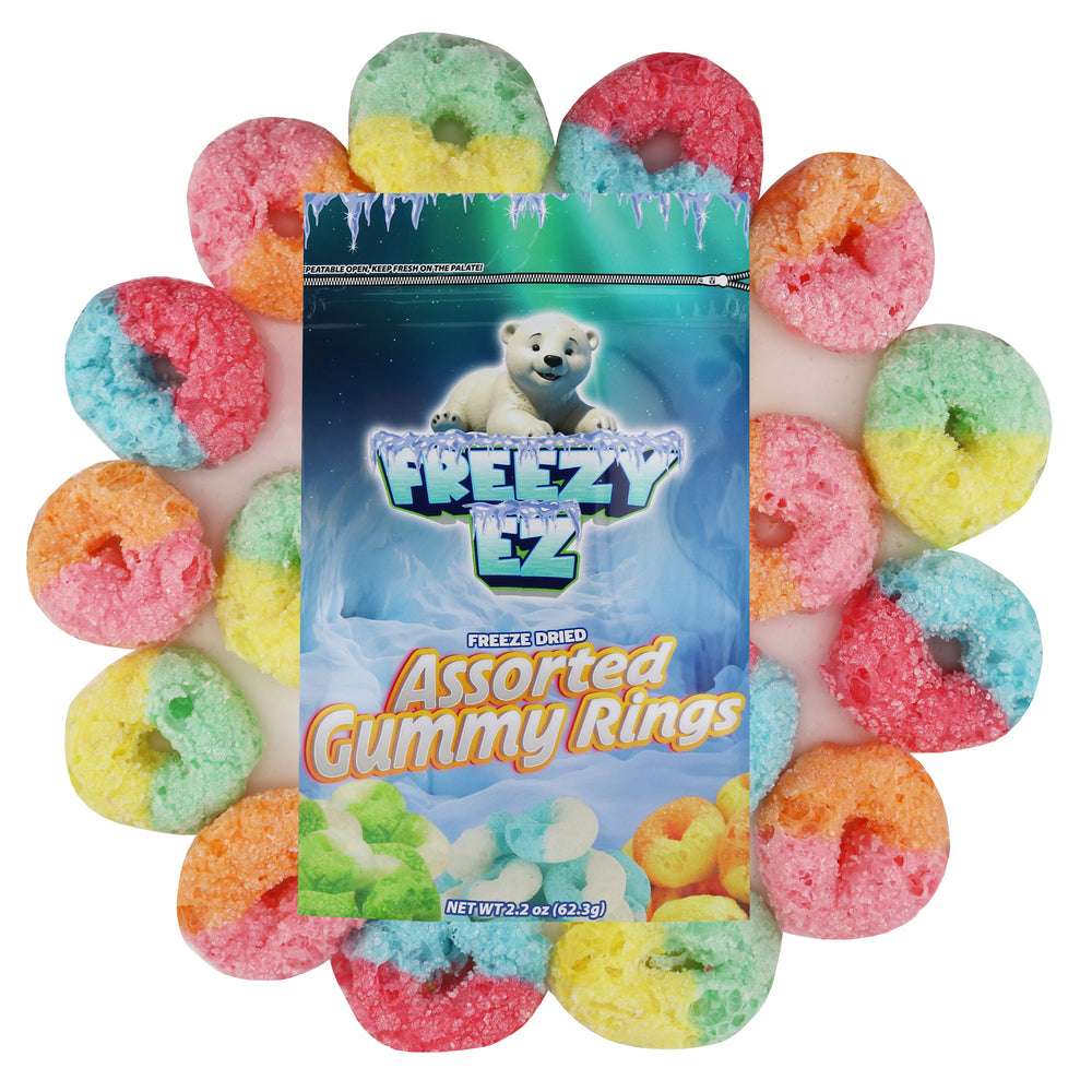 FREEZE DRIED ASSORTED GUMMY RINGS  2.2 OZ