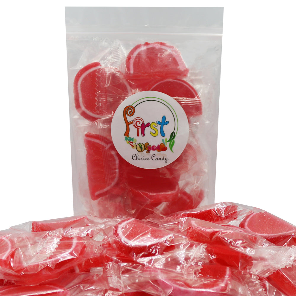 RED CHERRY JELLY FRUIT SLICE INDIVIDUALY WRAPPED