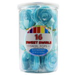 BLUE RASPBERRY SWEET SWIRL LOLLIPOPS PACK OF 16 INDIVIDUALLY WRAPPED