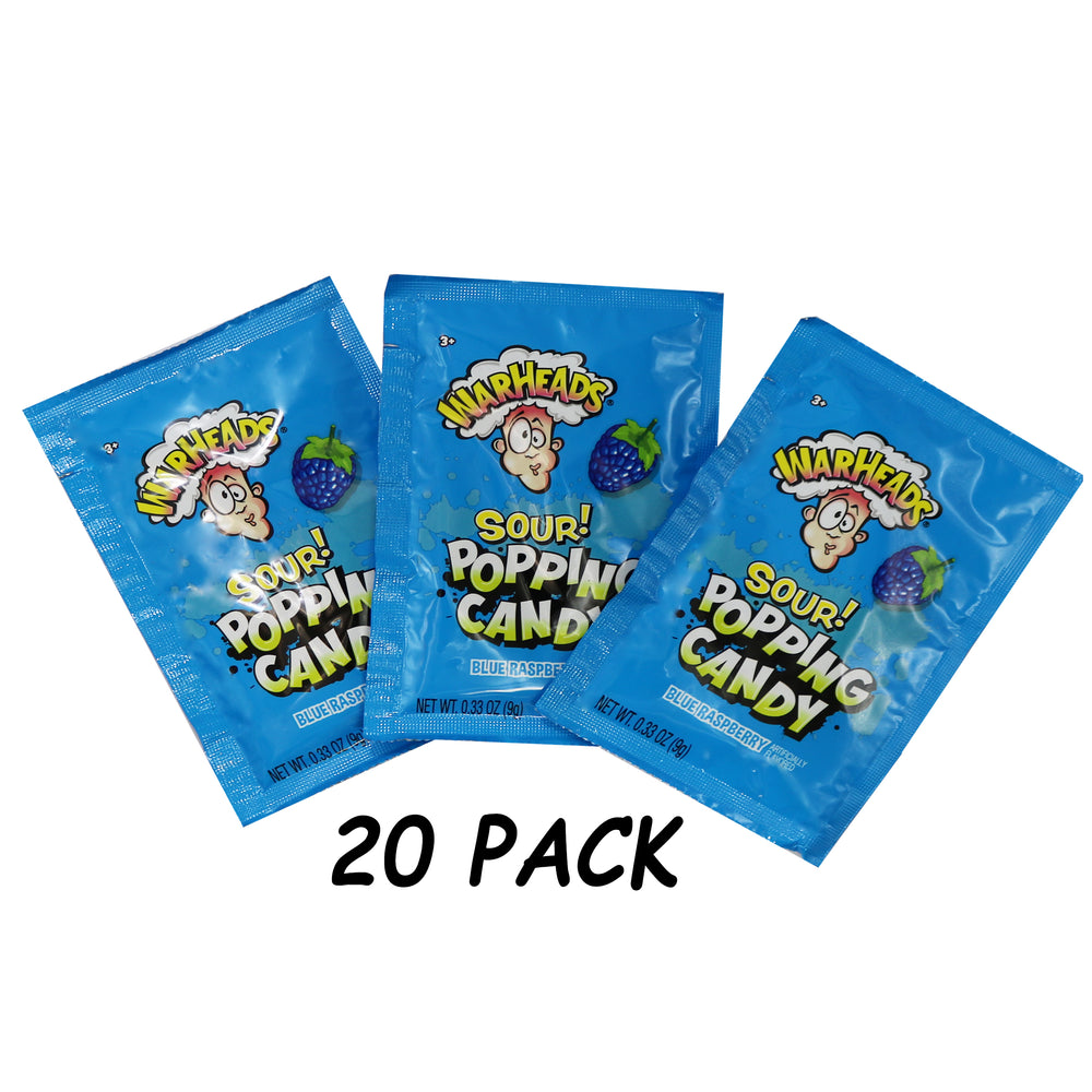 SOUR BLUE RASPBERRY WARHEAD POPPING CANDY PACK OF 20