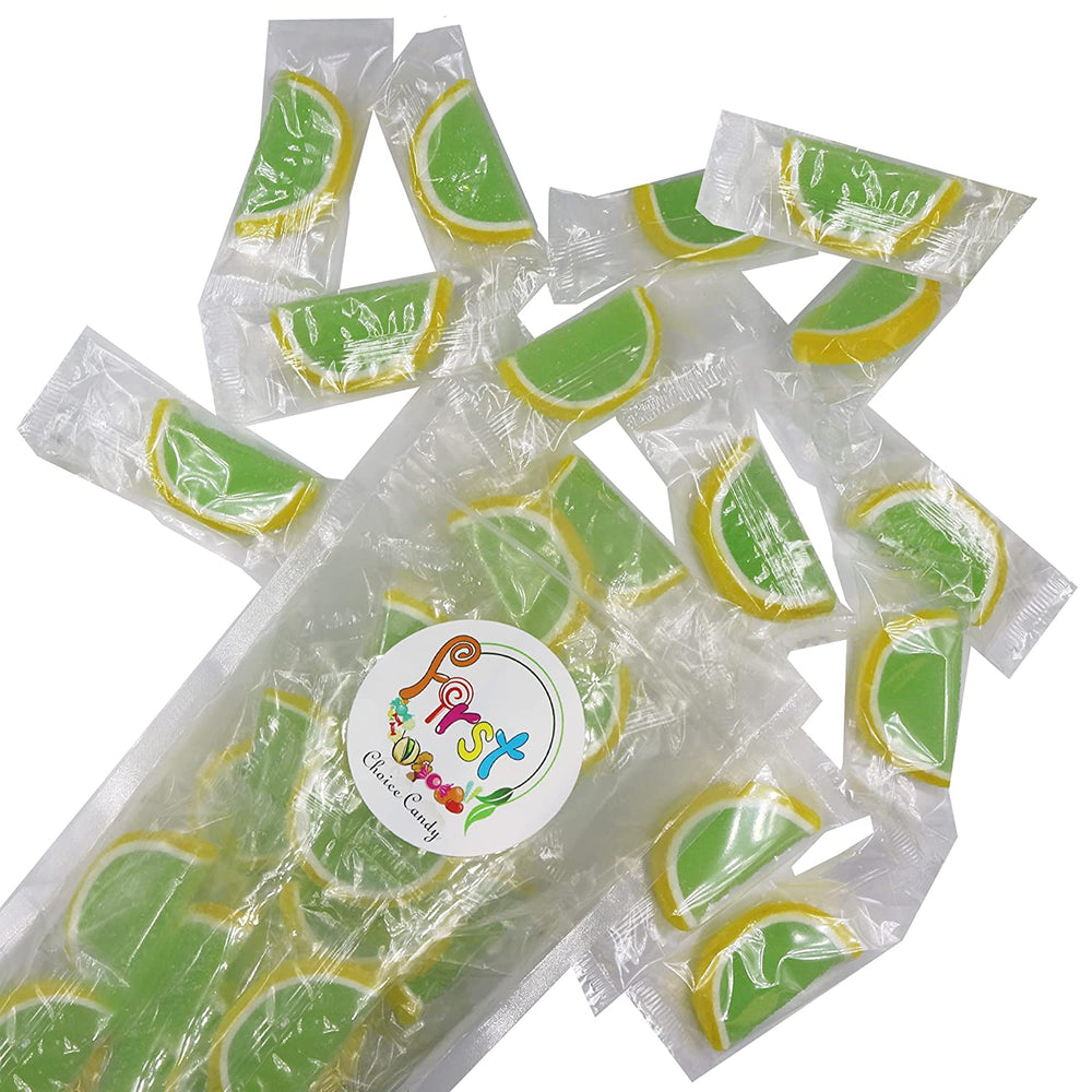 
            
                Load image into Gallery viewer, LEMON LIME JELLY FRUIT SLICE INDIVIDUALLY WRAPPED
            
        