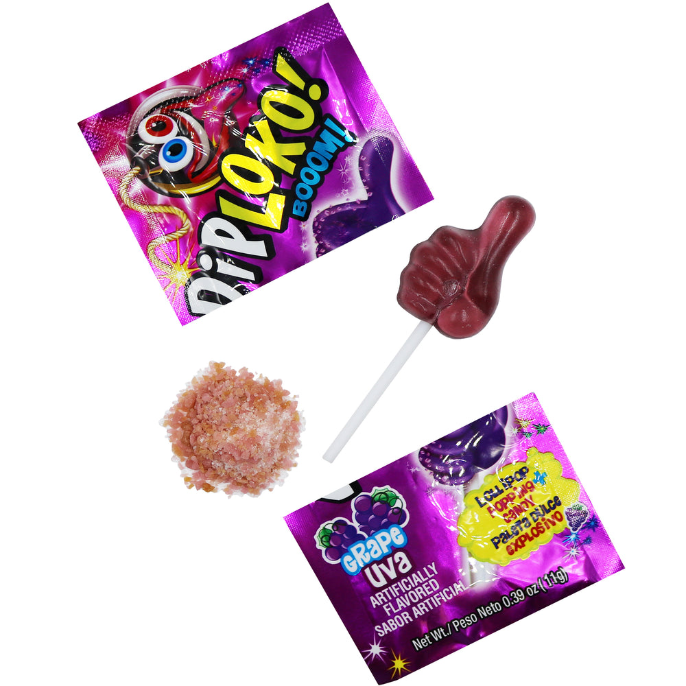 GRAPE DIP LOKO LOLLIPOP WITH POPPING CANDY PACK OF 24